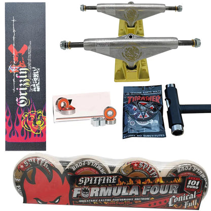 Kit Truck Venture + Lixa Gringa + Rolamentos + Roda SpitFire + Parafusos & Chave T