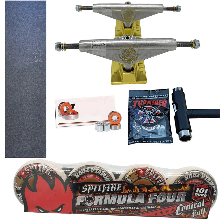 Kit Truck Venture + Lixa Gringa + Rolamentos + Roda SpitFire + Parafusos & Chave T