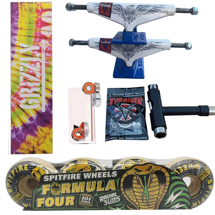 Kit Truck Venture + Lixa Gringa + Rolamentos + Roda SpitFire + Parafusos & Chave T