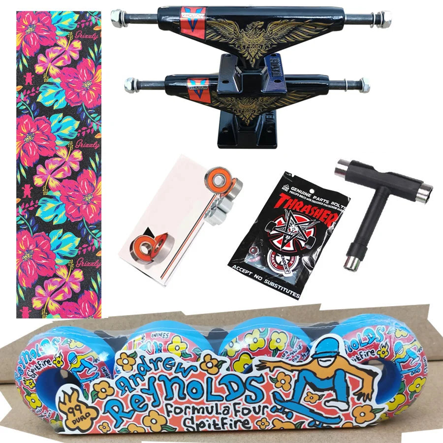 Kit Truck Venture + Lixa Gringa + Rolamentos + Roda SpitFire + Parafusos & Chave T