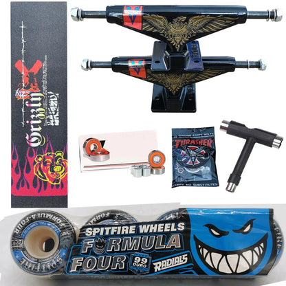 Kit Truck Venture + Lixa Gringa + Rolamentos + Roda SpitFire + Parafusos & Chave T
