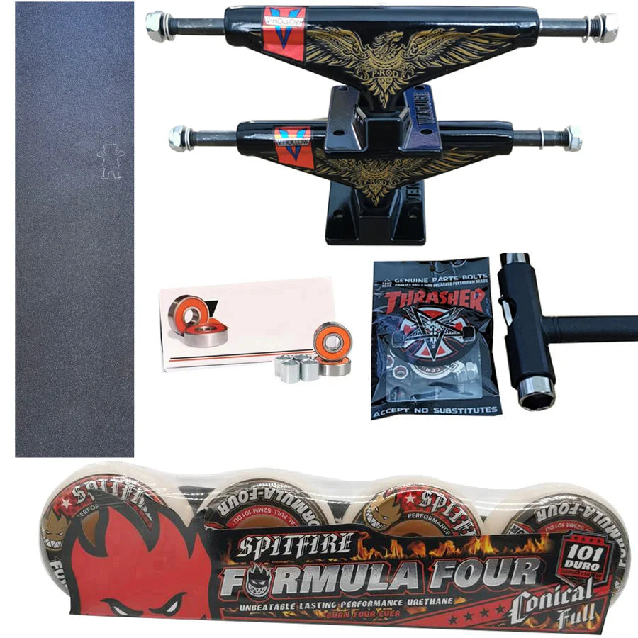 Kit Truck Venture + Lixa Gringa + Rolamentos + Roda SpitFire + Parafusos & Chave T