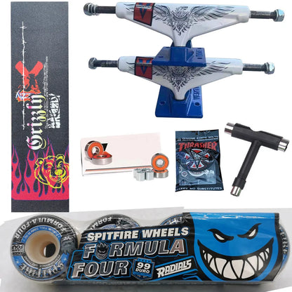 Kit Truck Venture + Lixa Gringa + Rolamentos + Roda SpitFire + Parafusos & Chave T