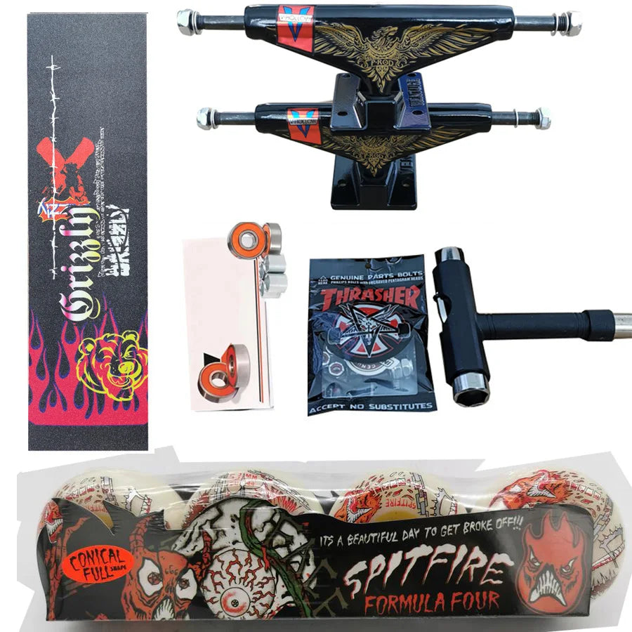 Kit Truck Venture + Lixa Gringa + Rolamentos + Roda SpitFire + Parafusos & Chave T