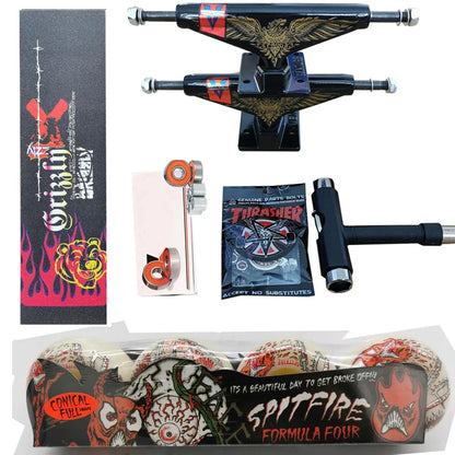 Kit Truck Venture + Lixa Gringa + Rolamentos + Roda SpitFire + Parafusos & Chave T