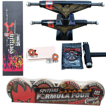 Kit Truck Venture + Lixa Gringa + Rolamentos + Roda SpitFire + Parafusos & Chave T