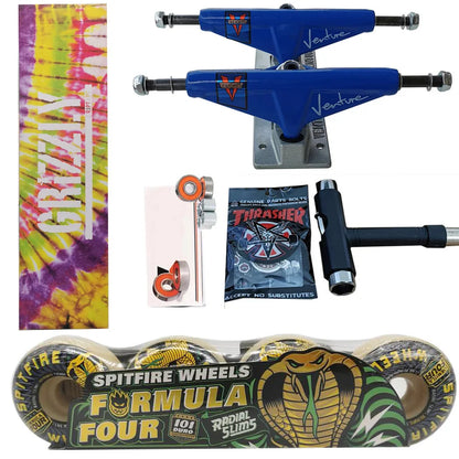 Kit Truck Venture + Lixa Gringa + Rolamentos + Roda SpitFire + Parafusos & Chave T
