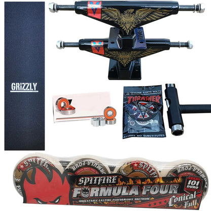 Kit Truck Venture + Lixa Gringa + Rolamentos + Roda SpitFire + Parafusos & Chave T