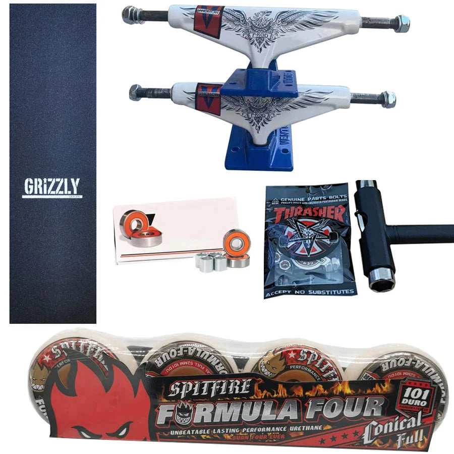 Kit Truck Venture + Lixa Gringa + Rolamentos + Roda SpitFire + Parafusos & Chave T