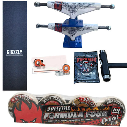 Kit Truck Venture + Lixa Gringa + Rolamentos + Roda SpitFire + Parafusos & Chave T