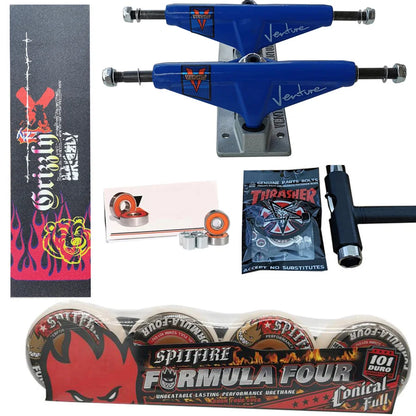 Kit Truck Venture + Lixa Gringa + Rolamentos + Roda SpitFire + Parafusos & Chave T