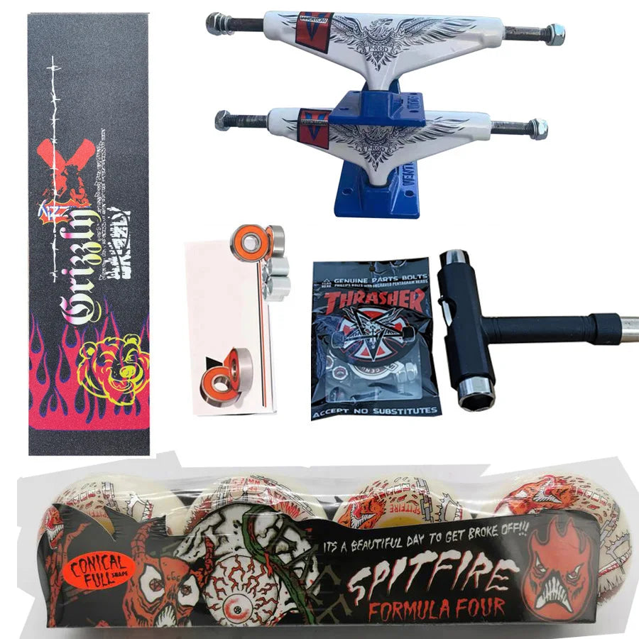 Kit Truck Venture + Lixa Gringa + Rolamentos + Roda SpitFire + Parafusos & Chave T