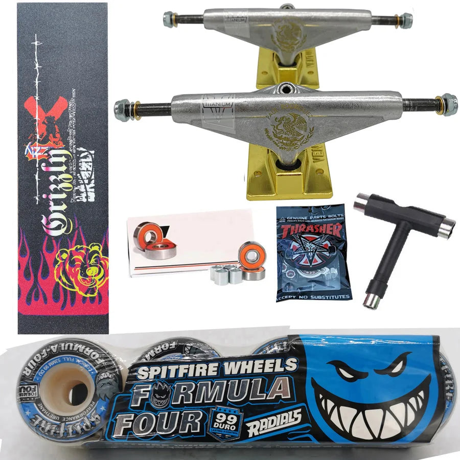 Kit Truck Venture + Lixa Gringa + Rolamentos + Roda SpitFire + Parafusos & Chave T
