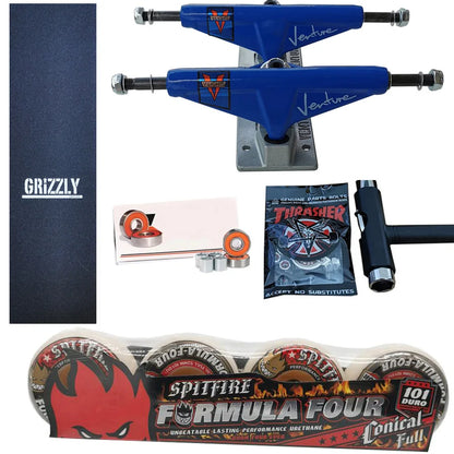 Kit Truck Venture + Lixa Gringa + Rolamentos + Roda SpitFire + Parafusos & Chave T