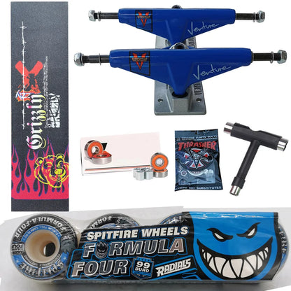 Kit Truck Venture + Lixa Gringa + Rolamentos + Roda SpitFire + Parafusos & Chave T