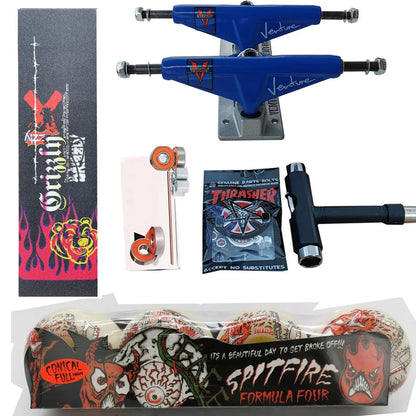 Kit Truck Venture + Lixa Gringa + Rolamentos + Roda SpitFire + Parafusos & Chave T